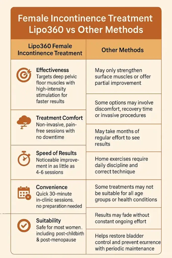 Comprehensive Guide To Female Incontinence Treatment Options 1 Table showing benefits of incontinence treatment Pinner
