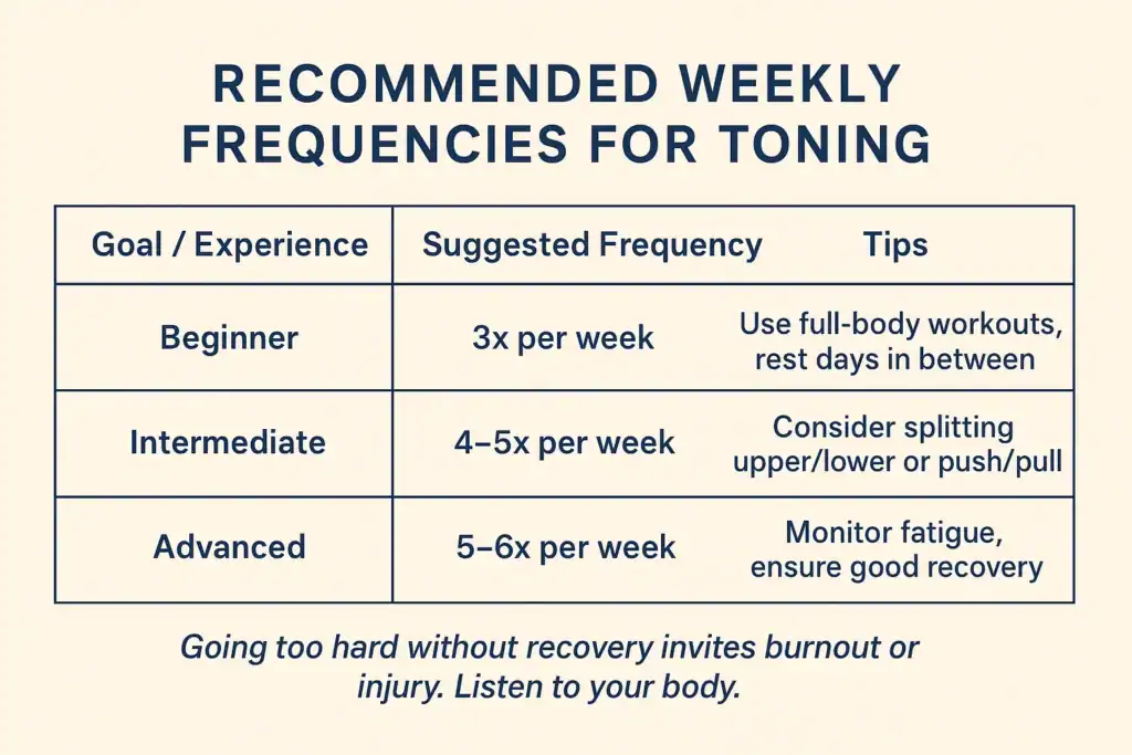 Achieving the Perfect Tone: How Often Should You Exercise for Results? 2 Graphic to show how often you should do exercise to help with toning Pinner